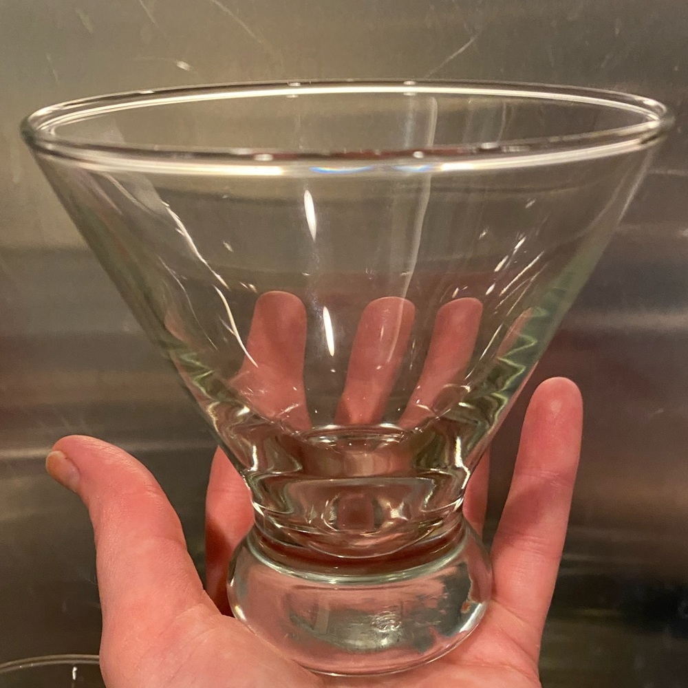 Set of 4 brand new Dizzy cocktail glasses by Crate & Barrel